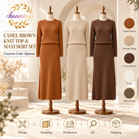 Ensembles de jupes 2 pièces pour femmes, robe pull à manches longues pour l'automne, robe midi en tricot décontractée, tenues de voyage, vêtements d'hiver