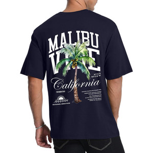 T-shirt Grafica a Maniche Corte da Uomo con Stampa Palma, in Jersey Misto Cotone-Bambù 220gsm di Mal - Product Image 3