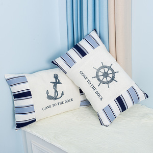 Mediterranean Ocean Style Embroidered <b>Throw</b> <b>Pillows</b> Rectangle 100% Cotton Removable With Insert Decorative Cushions - Product Image 2