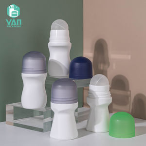 Emballage YAN, flacon roll-on en plastique PP blanc mat unique de luxe, 50 ml, avec bouchon coloré, bille roulante, crème pour le visage, déodorant - Product Image 3