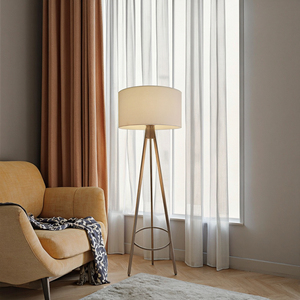 For CUL Listed Modern Custom Tripod Hotel LED E26/E27 Floor Lamp Iron Body <strong>Drum</strong> Fabric <strong>Lampshade</strong> GR-LM01-B - Product Image 4