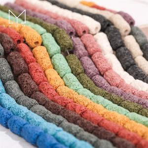 Yammy ร้อนขายส่งอย่างดีโปแลนด์หลอดบาร์เรลรูปร่างหินหลวมธรรมชาติภูเขาไฟลาวาหินลาวาสีดําลูกปัดสําหรับเครื่องประดับทํา - Product Image 5