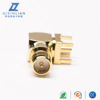 Conector RF hembra de ángulo recto RP SMA chapado en oro de 90 grados, conectores coaxiales internos roscados externos