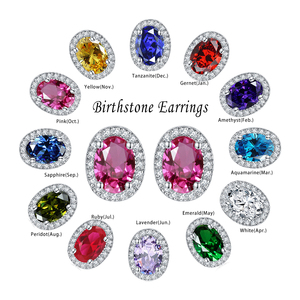 ต่างหูรัศมีที่กำหนดเองกระดุมรูปไข่ตัด5*7มิลลิเมตรชุบโรเดียมไม่แพ้ผู้หญิงต่างหูเงินแท้925 - Product Image 1