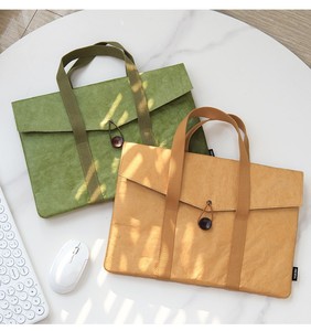 Washable Kraft Paper <b>Laptop</b> <b>Sleeve</b> Bag Double Layer Shockproof Felt Lining Handheld Notebook Carrying Case - Product Image 6