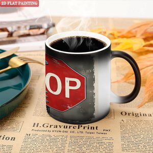 Mug personnalisé noir givré 11oz en céramique, tasse à sublimation magique changeant de couleur à la chaleur - Product Image 5