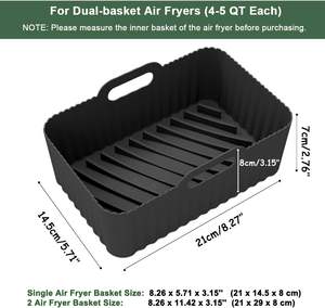 Panier de remplacement en silicone réutilisable pour friteuse à air, plateau de cuisson, <span class=keywords><strong>accessoires</strong></span> pour friteuse à air, doublures en silicone, pot pour <span class=keywords><strong>Ninja</strong></span> <span class=keywords><strong>Foodi</strong></span> Dual - Product Image 2