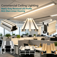 Profilé LED encastré en aluminium robuste, boîtier linéaire anti-éblouissement pour éclairage de plafond commercial et résidentiel