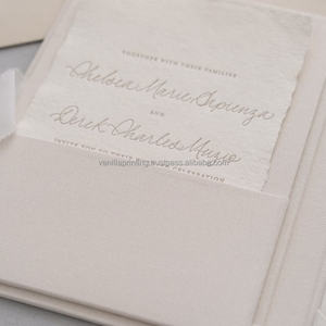 Handmade Linen Wedding Invitation <b>Folder</b> Gold Foil Logo Custom Folio with <b>Card</b> Holder and Inserts - Product Image 4