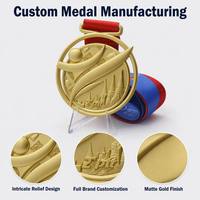 Médaille de judo personnalisée en forme spéciale, design de combattant en relief 3D, alliage de zinc avec revêtement époxy et cordon personnalisé