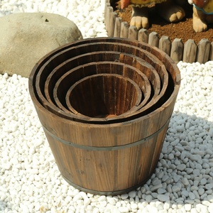 Tonneau rond <span class=keywords><strong>en</strong></span> <span class=keywords><strong>bois</strong></span> pour plantation, pot de fleurs, jardinière <span class=keywords><strong>en</strong></span> <span class=keywords><strong>bois</strong></span> - Product Image 2