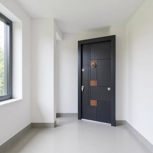 Porte de sécurité extérieure anti-effraction en bois à grain géométrique, sur mesure, à commande manuelle, porte complète - Product Image 1