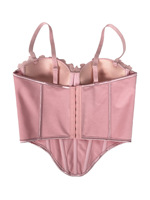 Haut corset 3D floral perlé en satin à fines bretelles, avec baleines, effet sculptant, franges florales en tulle et chaîne, pour soirée, clubwear sexy