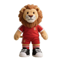 Lion en peluche de 40 cm, jouet en peluche doux, mascotte de football, animal en peluche personnalisé, jouets en peluche lion pour cadeau et décoration, usine OEM ODM