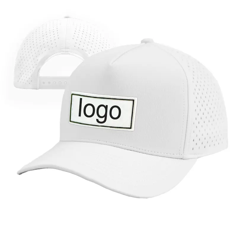 Sombrero de béisbol HS41 con agujeros y corte láser a la moda, sombrero de béisbol de hidromalla de 5 paneles personalizado, sombrero de camionero estilo Odyssey