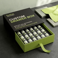 Boîte rigide noire personnalisée pour flacons de peptides, impression offset et sérigraphie sur éponge