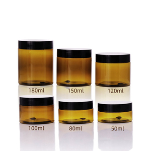 100ml 150ml 200ml 250ml 300ml Cosmetische crème haar gel voedsel scrub boter verpakking amberkleurige PET PCR plastic pot met zwarte schroefdeksel - Product Image 6