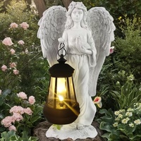 Lampe de jardin en résine d'ange à énergie solaire - Design lanterne, allumage automatique la nuit, idéale pour la décoration de sentiers/ pelouses et l'éclairage d'ambiance