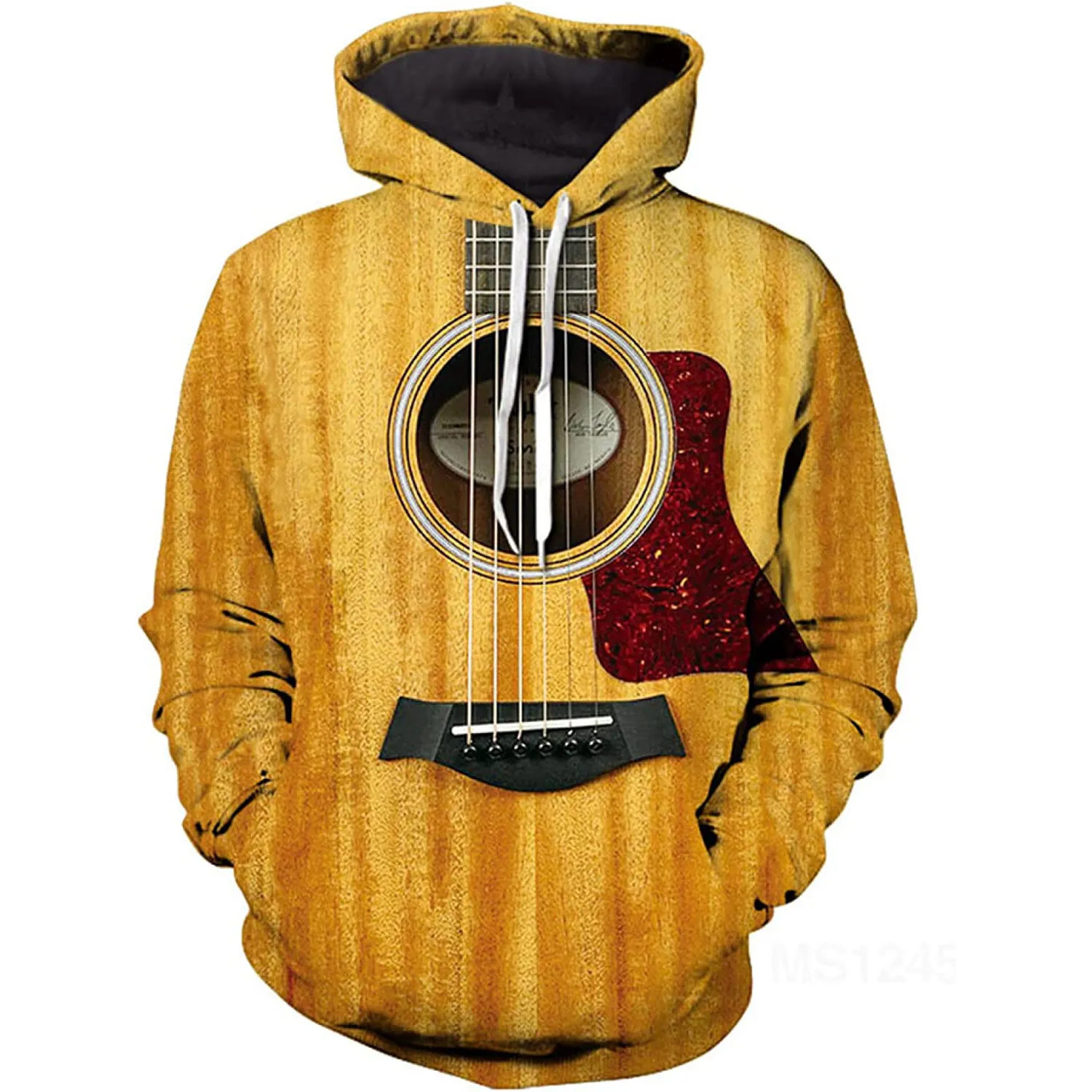 Fitspi Wholesale Yellow Guitar Music 3d Hoodie Men And Women Streetwear Sweatshirt Hip-hop Casual Pullover