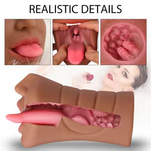 Venta caliente Vagina Artificial Masturbador Coño de bolsillo Oral Profundo a través de Juguetes sexuales para hombres Masturbación masculina