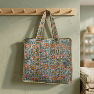 Bolsas de Almacenamiento Acolchadas de Algodón con Estampado a Mano, Gran Capacidad, Duraderas, Ligeras, Estilo Campestre Francés - Product Image 3