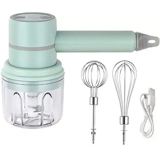 Elektrischer kabelloser Schneebesen mit Mini Food Chopper 2 in 1, wiederauf ladbarer tragbarer USB-Hand mixer für Eier, Food Chopper für Gemüse