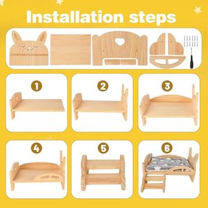 Cozy Wooden Pet <strong>Hut</strong> with Stairs Removable Cushion Mat Sleeping Bed for Guinea Pig <strong>Rabbit</strong> Chinchilla Hamster Ferret - Product Image 5