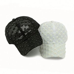 New Arrival Spring Summer Ethnic Pearl Flower Breathable Lace Design Baseball Cap for Women <b>Sunscreen</b> Trendy Beach Sport Sun Hat - Product Image 2