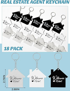Fábrica al por mayor 18 piezas casa acrílico llavero claro blanco negro en blanco DIY llavero Nuevo Hogar bienvenida hogar regalo de inauguración de la casa - Product Image 2