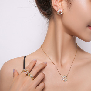 Ins popolare sei stelle femminile piccolo popolare semplice moda netto rosso piccolo sole stella fascino <span class=keywords><strong>collana</strong></span> e orecchino - Product Image 1