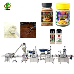 Automatic spiral powder specialized filling machines spice glass bottle filling and capping machine production line