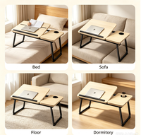 Table de lit pliable pour ordinateur portable, bureau d'étude inclinable réglable avec porte-gobelet pour la maison, le dortoir, la chambre à coucher, la lecture et l'écriture