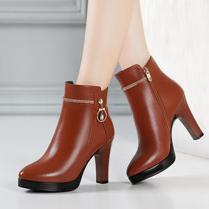 <span class=keywords><strong>Bottines</strong></span> en microfibre douce à <span class=keywords><strong>talon</strong></span> très haut pour femmes, automne/hiver, nouvelle pointe fine noire, amincissante, en peluche, augmentant la taille - Product Image 5