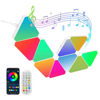 Paquet de 10 appliques murales intelligentes triangulaires modulaires APP télécommande panneaux lumineux LED synchronisation musicale lumières de jeu RVB