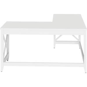 Bureau en forme de L Alera de style farmhouse, 58,27" x 58,27" x 29,53", en bois massif, pliable avec rangement, pour hôtels, couleur blanc - Product Image 4