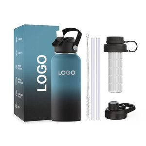 Tùy chỉnh trắng chân không cách nhiệt thép không gỉ thời trang ăn cắp mát uống chai nước với nắp giữ nóng và lạnh sinh thái thân thiện - Product Image 1