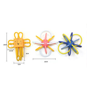 Boule de préhension en silicone souple de qualité alimentaire, anneau de dentition, boule de batman, hochet pour bébé, jouets sensoriels pour bébé de 18 mois - Product Image 3