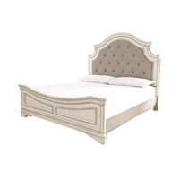 Lit de maison tapissé par haute perlage de cadre en bois solide blanc antique de style français