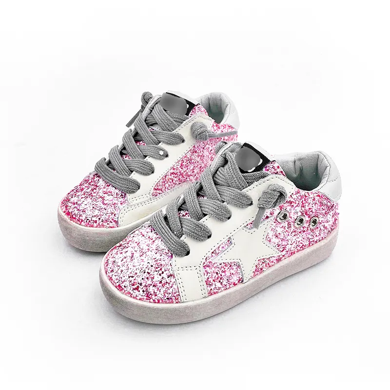 Wholesale Fashion Custom Children Sneakers School Type Dirty Girls Sports Shoes Star Glitter Designer CCDB Kids Casual Shoes