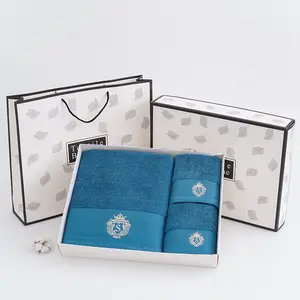 Gift Packaging Hotel Bathroom Custom Luxury Comfortable 100% Cotton Face Hand Towel Set Bath Towel Set for Hotel