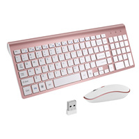 Conjunto de Teclado y Ratón Inalámbricos de 2.4G, Mini Teclado y Ratón Combinados
