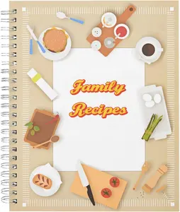 Spiral Bound DIY Custom Make Your Own Cookbook with 90 Pages Family Recipe Book To Write In