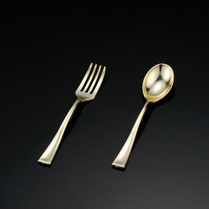 Small Spoon Silver Coated 9.7*2cm PS Disposable White Wrapped Plastic Spoon For Take Away Restaurant