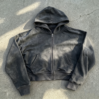 Sweat à capuche zippé personnalisé en coton de qualité supérieure, coupe oversize, en molleton bouclette lavé