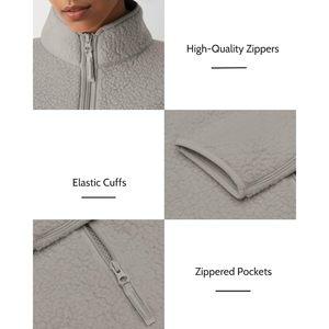 Veste polaire pour femme FOXA, demi-zip, manches longues, coupe courte, chaude, respirante, avec fermetures éclair, pour l'automne et l'hiver - Product Image 4