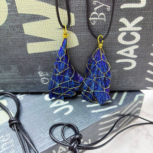 بيع بالجملة قلادة تورمالين أسود طبيعي ريشة الطاووس الأزرق هالة التورمالين - Product Image 3