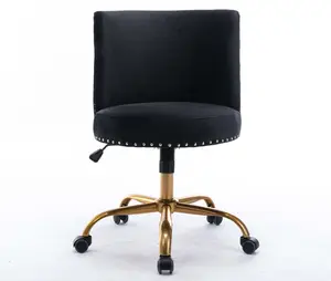 เก้าอี้สำนักงานเก้าอี้โต๊ะคอมพิวเตอร์เก้าอี้กำมะหยี่กับฐานทองสีชมพูนอร์ดิกสีดำเก้าอี้ผู้บริหาร