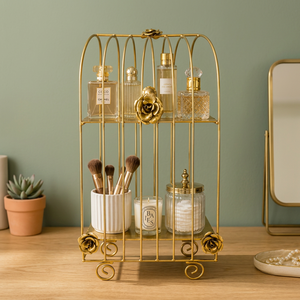 SAFA INTERNATIONAL Organisateur de cosmétiques moderne en métal doré, écologique et léger, pour parfums et pinceaux de maquillage - Product Image 1