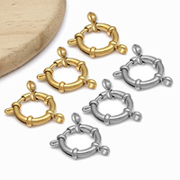 Fermoirs à ressort en acier inoxydable pour la fabrication de bijoux, 4,5 mm, fermoirs ronds à boulon dorés et argentés, 20 styles