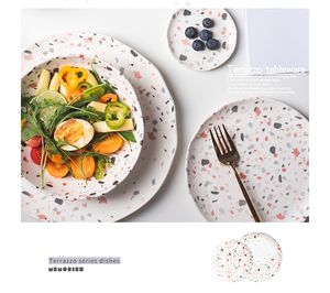 Ensemble d'assiettes à dîner en céramique à motif terrazzo LovingHome, <span class=keywords><strong>vaisselle</strong></span> en porcelaine pour la maison, accessoires de <span class=keywords><strong>table</strong></span> pour restaurant, décoration de salle à manger - Product Image 5